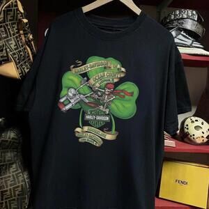 Harley Davidson Black T-Shirt With Green Accents